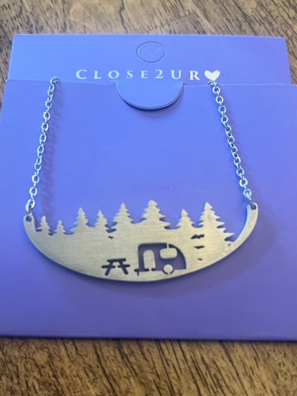 Stainless Steel Camping Scene Necklace